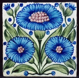 Tile with Persian style floral design
